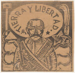 Portrait of Emilio Zapata, flanked by sickles (recto), a group of workers (verso), from the newspaper 'El Machete' April (first fortnight), Xavier Guerrero (Mexican, 1896–1974), Woodcut