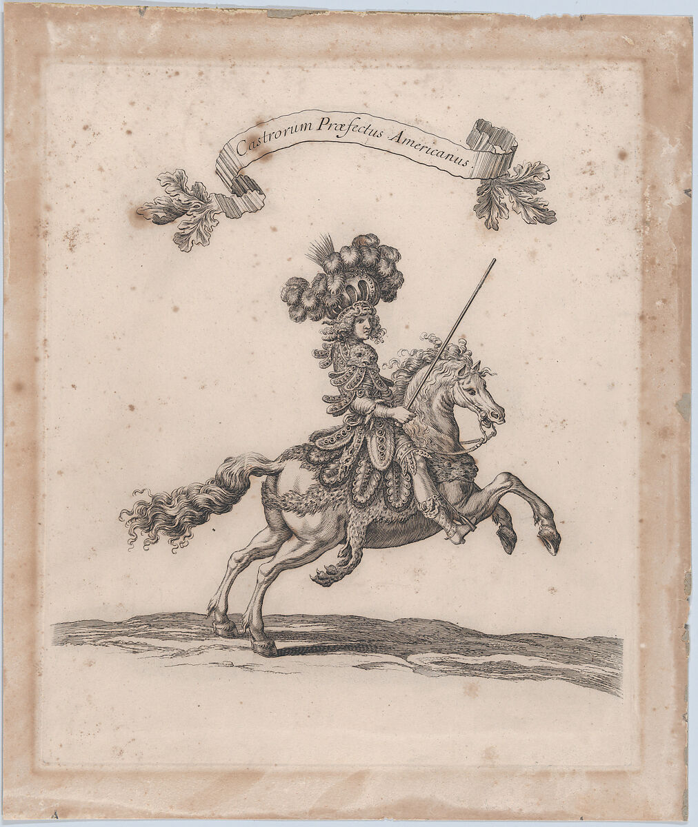 Castrorum Prœfectus Americanus, from "Courses de Testes et de Bagues Faittes par Roy et par les Princes et Signeurs de sa Cour, en l'annee 1662" (Grand Carrousel), François Chauveau (French, Paris 1613–1676 Paris), Etching 