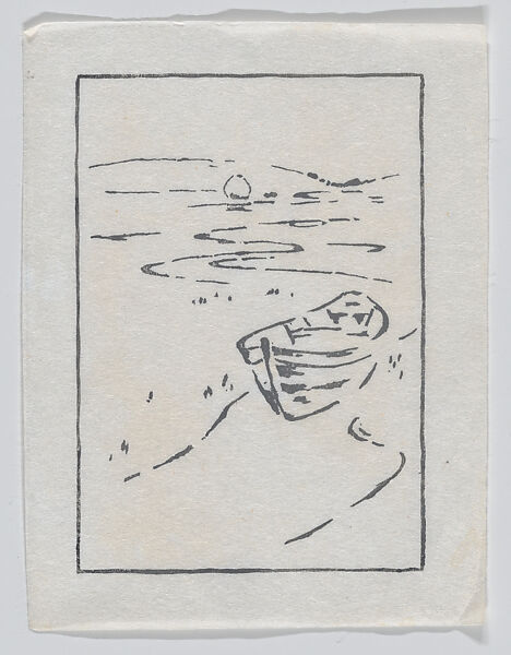 "The Derelict" or "The Lost Boat", Arthur Wesley Dow (American, Ipswich, Massachusetts 1857–1922 New York State), Color woodcut; proof of key block printed on semi-translucent paper, American 