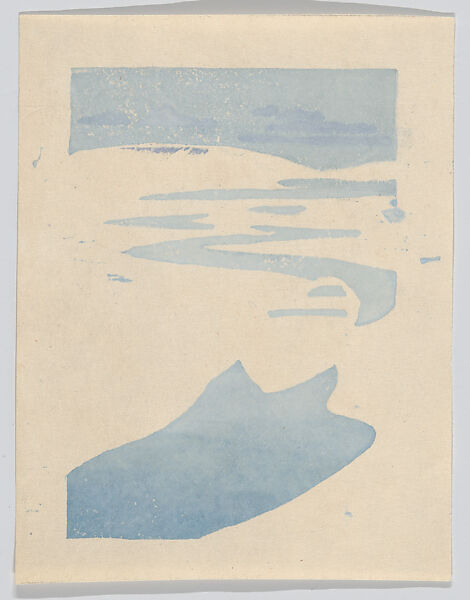 "The Derelict" or "The Lost Boat", Arthur Wesley Dow (American, Ipswich, Massachusetts 1857–1922 New York State), Color woodcut; trial proof of single color block, American 