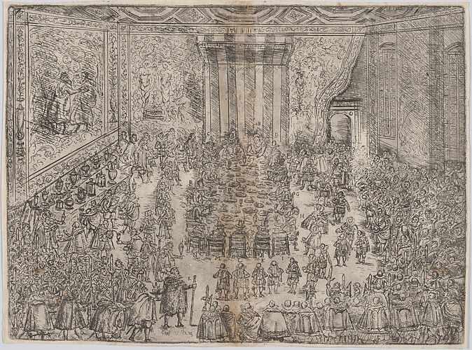 The Princely Meal (Die Fürstliche Mahlzeit), from a series depicting the wedding of Wolfgang Wilhelm, Duke of Pfalz-Neuberg, Pfalzgraf, and Magdalena, Duchess of Bavaria, in Munich, 1613 (Plate 7)