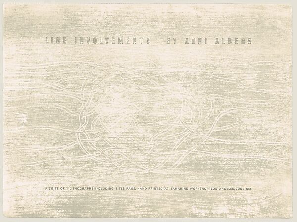 Line Involvements, Anni Albers (American (born Germany), Berlin 1899–1994 Orange, Connecticut), Lithograph