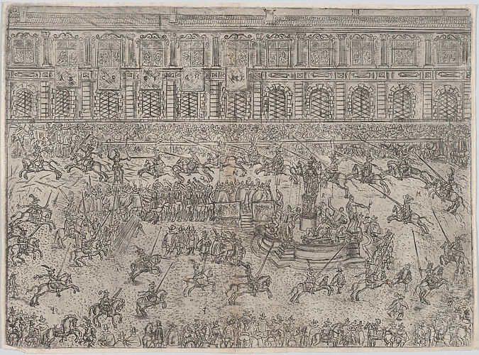 The running of the Quintana and the breaking of the spears (Zu der Quintana rennen und Spiess brechen), from a series depicting the wedding of Wolfgang Wilhelm, Duke of Pfalz-Neuberg, Pfalzgraf, and Magdalena, Duchess of Bavaria, in Munich, 1613 (Plate 10)