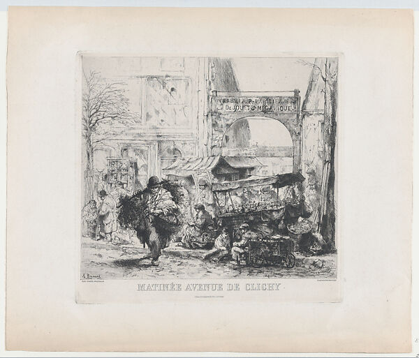 Morning Scene, Avenue de Clichy, Auguste Brouet (French, Paris 1872–1941 Paris), Etching 