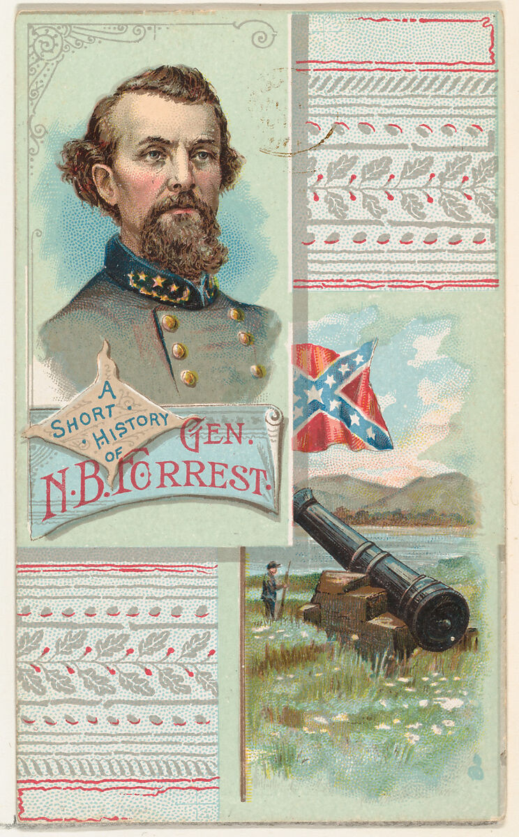 A Short History of General Nathan B. Forrest, from the Histories of Generals series (N114) issued by W. Duke, Sons & Co. to promote Honest Long Cut Smoking and Chewing Tobacco, Issued by W. Duke, Sons &amp; Co. (New York and Durham, N.C.), Commercial color lithograph 