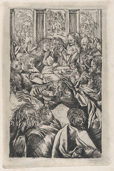 The Last Supper, Federico Cantù (Mexican, 1908–1989), Engraving on rice paper 