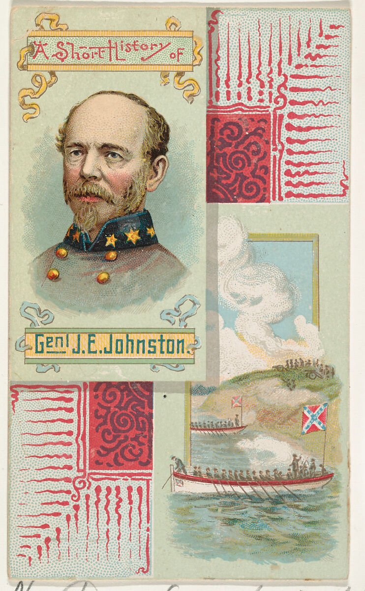 A Short History of General J. E. Johnston, from the Histories of Generals series (N114) issued by W. Duke, Sons & Co. to promote Honest Long Cut Smoking and Chewing Tobacco, Issued by W. Duke, Sons &amp; Co. (New York and Durham, N.C.), Commercial color lithograph 