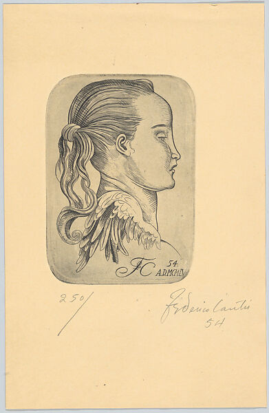 Head of the Archangel Gabriel in profile facing right, from a series of prints made as Christmas cards for Luis García Lecuona, Federico Cantù (Mexican, 1908–1989), Engraving 