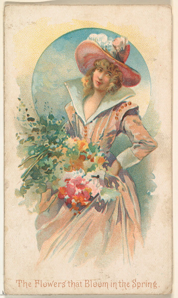 The Flowers that Bloom in the Spring, from the Illustrated Songs series (N116) issued by W. Duke, Sons & Co. to promote Honest Long Cut Tobacco, Issued by W. Duke, Sons &amp; Co. (New York and Durham, N.C.), Commercial color lithograph 