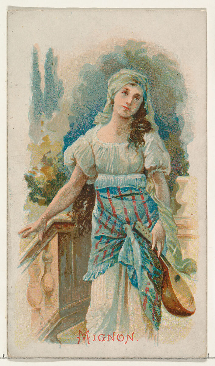 Mignon, from the Illustrated Songs series (N116) issued by W. Duke, Sons & Co. to promote Honest Long Cut Tobacco, Issued by W. Duke, Sons &amp; Co. (New York and Durham, N.C.), Commercial color lithograph 