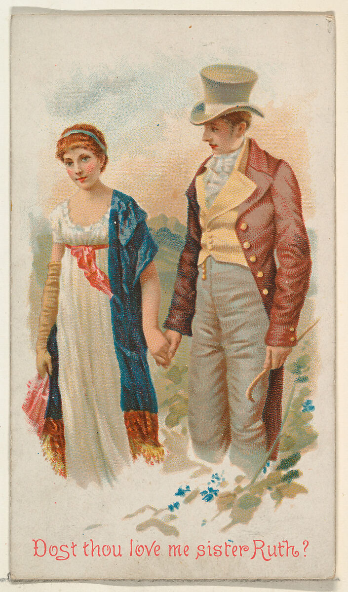 Dost Thou Love Me Sister Ruth?, from the Illustrated Songs series (N116) issued by W. Duke, Sons & Co. to promote Honest Long Cut Tobacco, Issued by W. Duke, Sons &amp; Co. (New York and Durham, N.C.), Commercial color lithograph 