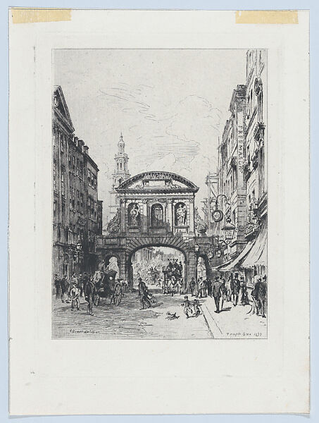 Temple Bar, from "Etchings of London" or "The Portfolio", Alfred-Louis Brunet-Debaines (French, Le Havre 1845–1939 Hyères), Etching 