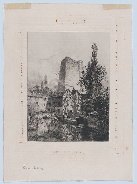 Oxford Castle [Mill and Tower], from "The Portfolio", Alfred-Louis Brunet-Debaines (French, Le Havre 1845–1939 Hyères), Etching 