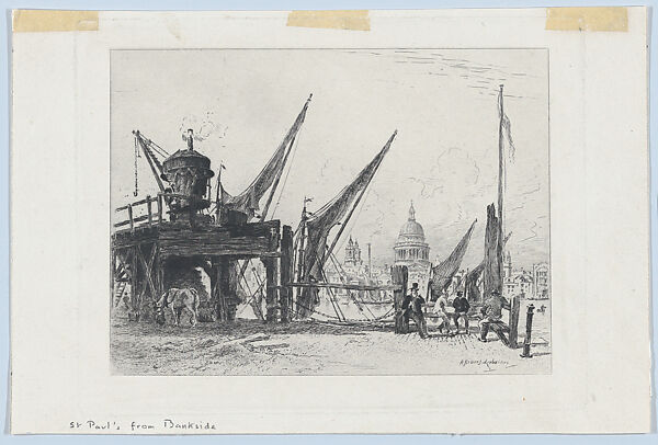 View of St. Paul's Cathedral, from Bankside, from "The Portfolio", Alfred-Louis Brunet-Debaines (French, Le Havre 1845–1939 Hyères), Etching 
