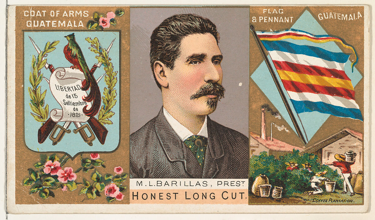 M. L. Barillas, President of Guatemala, from the Rulers, Flags, and Coats of Arms series (N126-1) issued by W. Duke, Sons & Co., Issued by W. Duke, Sons &amp; Co. (New York and Durham, N.C.), Commercial color lithograph 