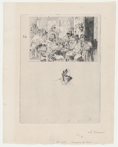 Beer Drinkers, Auguste Brouet (French, Paris 1872–1941 Paris), Etching 