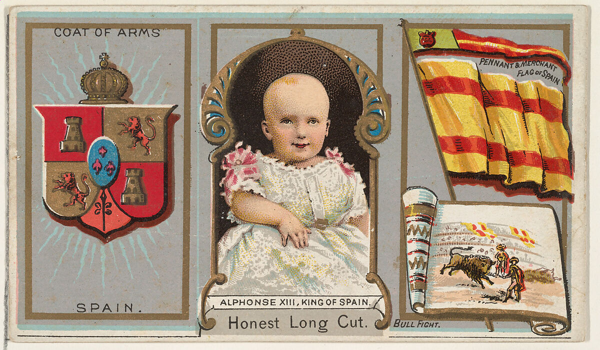 Alphonse XIII, King of Spain, from the Rulers, Flags, and Coats of Arms series (N126-1) issued by W. Duke, Sons & Co., Issued by W. Duke, Sons &amp; Co. (New York and Durham, N.C.), Commercial color lithograph 