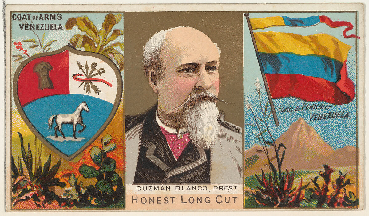 Guzman Blanco, President of Venezuela, from the Rulers, Flags, and Coats of Arms series (N126-1) issued by W. Duke, Sons & Co., Issued by W. Duke, Sons &amp; Co. (New York and Durham, N.C.), Commercial color lithograph 