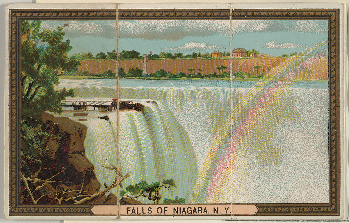 Falls of Niagara, New York, from the Rulers, Flags, and Coats of Arms series (N126-2) issued by W. Duke, Sons & Co., Issued by W. Duke, Sons &amp; Co. (New York and Durham, N.C.), Commercial color lithograph
