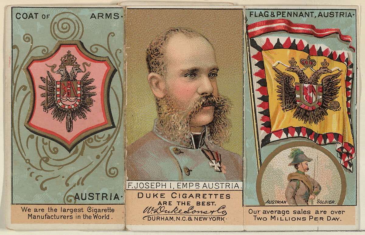 Franz Joseph I, Emperor of Austria, from the Rulers, Flags, and Coats of Arms series (N126-2) issued by W. Duke, Sons & Co., Issued by W. Duke, Sons &amp; Co. (New York and Durham, N.C.), Commercial color lithograph