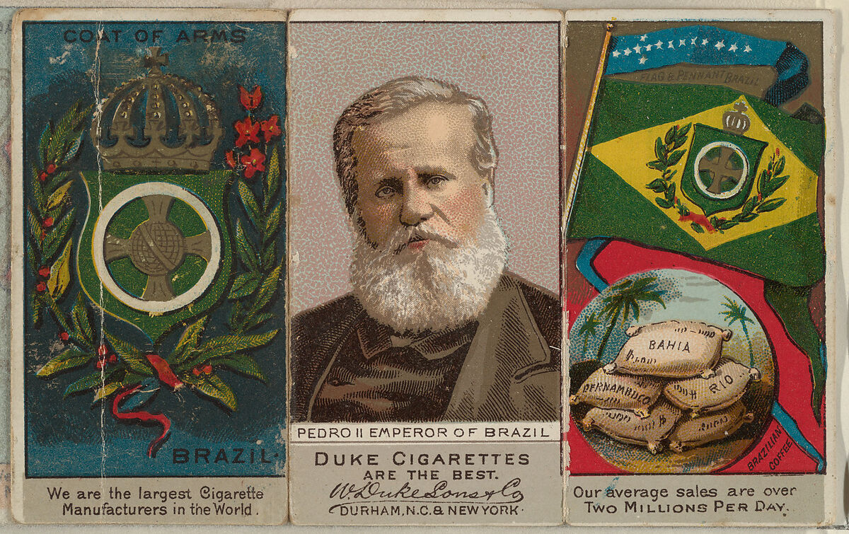 Pedro II, Emperor of Brazil, from the Rulers, Flags, and Coats of Arms series (N126-2) issued by W. Duke, Sons & Co., Issued by W. Duke, Sons &amp; Co. (New York and Durham, N.C.), Commercial color lithograph