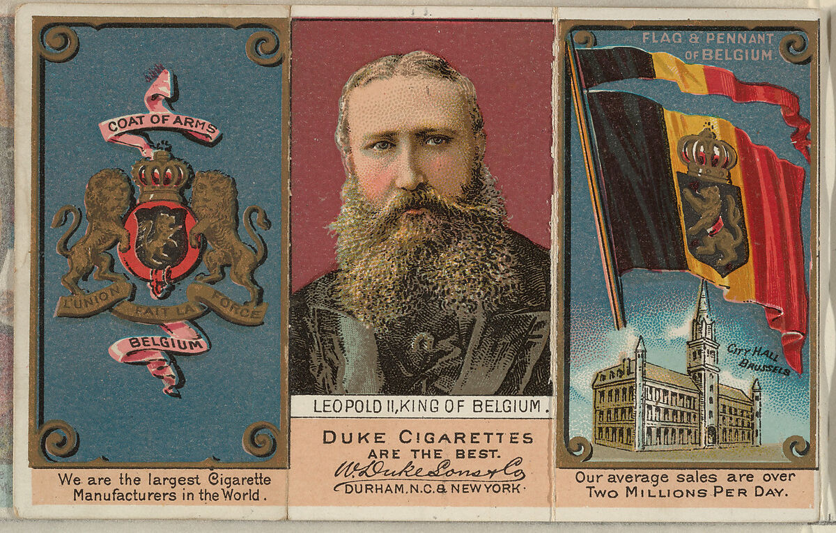 Leopold II, King of Belgium, from the Rulers, Flags, and Coats of Arms series (N126-2) issued by W. Duke, Sons & Co., Issued by W. Duke, Sons &amp; Co. (New York and Durham, N.C.), Commercial color lithograph