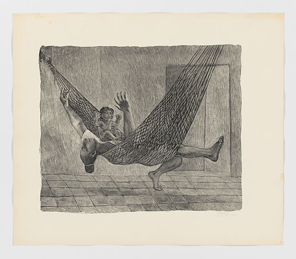 A woman and child in a hammock, from 'Estampas de Yucatan' (1946), Alfredo Zalce (Mexican, Pátzcuaro, Michoacán 1908–2003 Morelia), Lithograph 