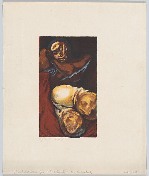 Prakriti, Nude, frontispiece for Paul Claudel, 'La Légende de Prakriti' (Paris 1934), Jean Charlot (French, Paris 1898–1979 Honolulu, Hawaii), Colour lithograph on zinc 