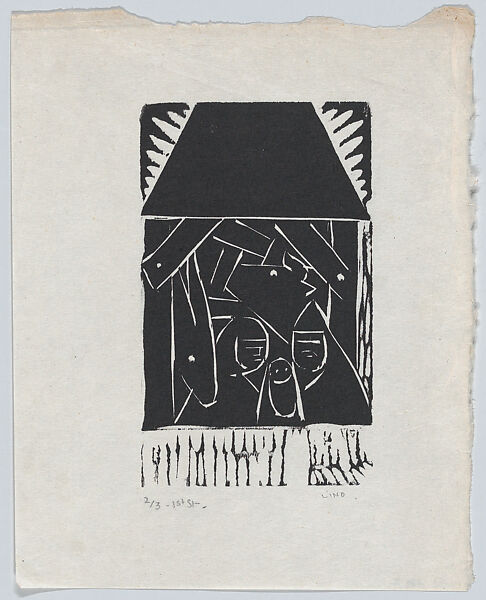 Christmas card with nativity scene, Jean Charlot (French, Paris 1898–1979 Honolulu, Hawaii), Linocut, 1st state 