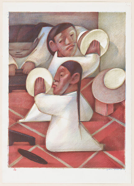 Tortilla makers, Jean Charlot (French, Paris 1898–1979 Honolulu, Hawaii), Color lithograph on aluminum 