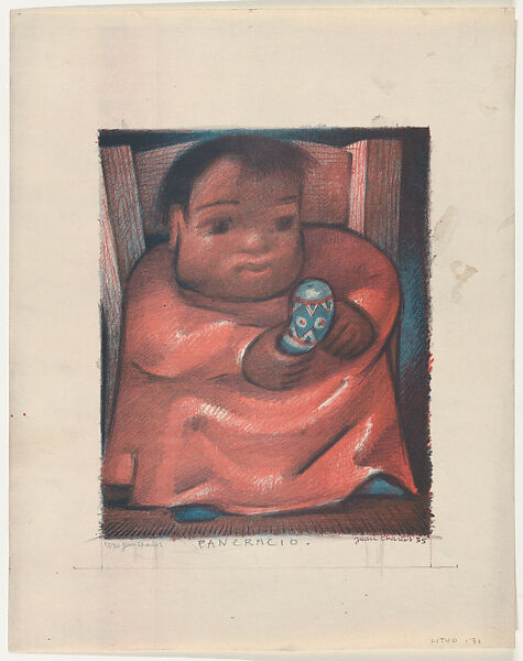 Pancracio (a male child holding a toy), Jean Charlot (French, Paris 1898–1979 Honolulu, Hawaii), Colour lithograph on aluminium 