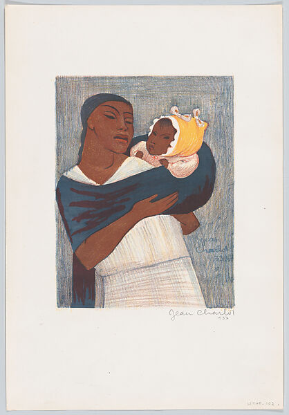 Rythm, two childen dancing, Jean Charlot (French, Paris 1898–1979 Honolulu, Hawaii), Color lithograph on aluminium 