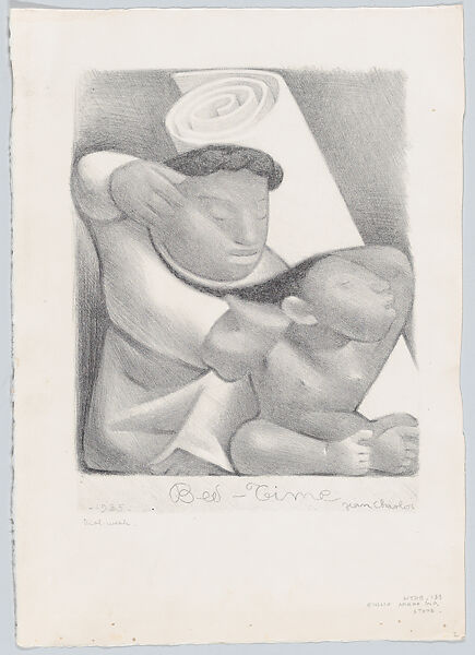 Bed-time, with two figures, Jean Charlot (French, Paris 1898–1979 Honolulu, Hawaii), Lithograph on stone, trial proof 