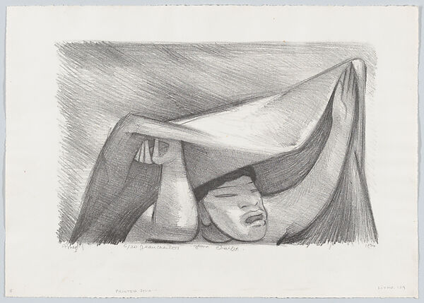 A woman lifting her rebozo above her head, Jean Charlot (French, Paris 1898–1979 Honolulu, Hawaii), Lithograph on stone 
