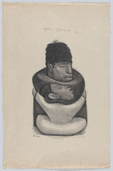 Two figures embracing, Jean Charlot (French, Paris 1898–1979 Honolulu, Hawaii), Lithograph on stone 