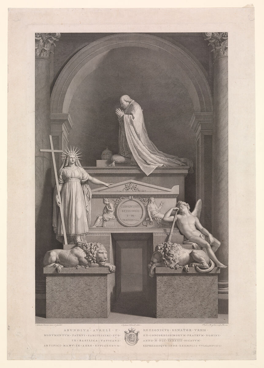 The tomb of Pope Clement XIII Rezzonico in the Vatican, Raphael Morghen (Italian, Naples 1758–1833 Florence), Engraving 
