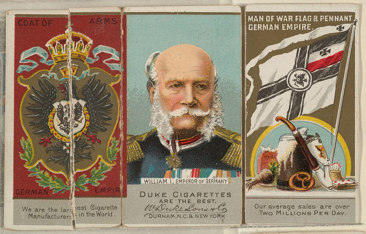 William I, Emperor of Germany, from the Rulers, Flags, and Coats of Arms series (N126-2) issued by W. Duke, Sons & Co., Issued by W. Duke, Sons &amp; Co. (New York and Durham, N.C.), Commercial color lithograph
