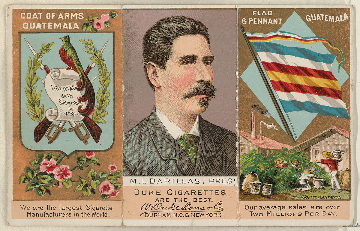 President M. L. Barillas of Guatemala, from the Rulers, Flags, and Coats of Arms series (N126-2) issued by W. Duke, Sons & Co., Issued by W. Duke, Sons &amp; Co. (New York and Durham, N.C.), Commercial color lithograph