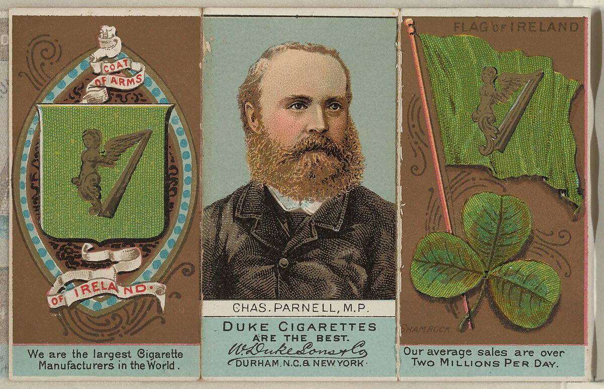 Charles Parnell, Member of Parliament, Ireland, from the Rulers, Flags, and Coats of Arms series (N126-2) issued by W. Duke, Sons & Co., Issued by W. Duke, Sons &amp; Co. (New York and Durham, N.C.), Commercial color lithograph
