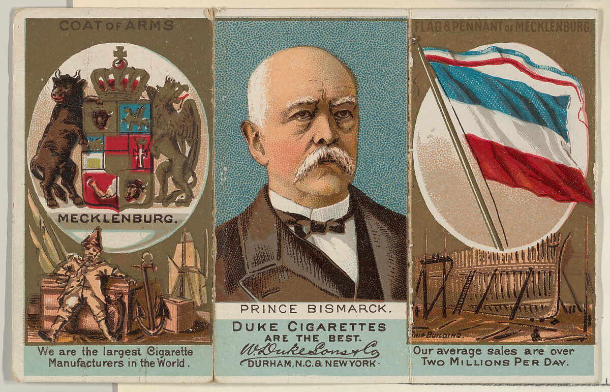 Prince Bismarck of Mecklenburg, from the Rulers, Flags, and Coats of Arms series (N126-2) issued by W. Duke, Sons & Co., Issued by W. Duke, Sons &amp; Co. (New York and Durham, N.C.), Commercial color lithograph