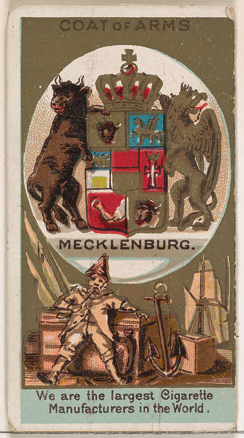 Prince Bismarck of Mecklenburg, from the Rulers, Flags, and Coats of Arms series (N126-2) issued by W. Duke, Sons & Co., Issued by W. Duke, Sons &amp; Co. (New York and Durham, N.C.), Commercial color lithograph 