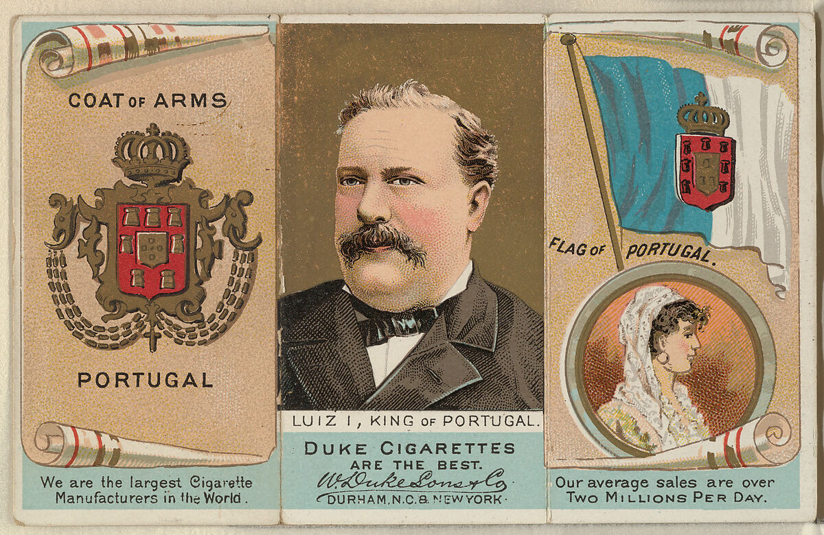 Luiz I, King of Portugal, from the Rulers, Flags, and Coats of Arms series (N126-2) issued by W. Duke, Sons & Co., Issued by W. Duke, Sons &amp; Co. (New York and Durham, N.C.), Commercial color lithograph