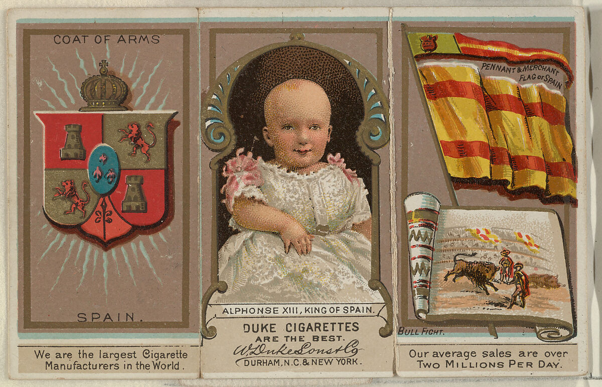 Alphonse XIII, King of Spain, from the Rulers, Flags, and Coats of Arms series (N126-2) issued by W. Duke, Sons & Co., Issued by W. Duke, Sons &amp; Co. (New York and Durham, N.C.), Commercial color lithograph