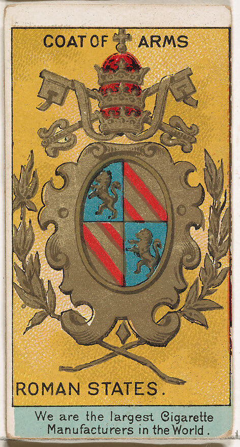 Roman States, from the Rulers, Flags, and Coats of Arms series (N126-2) issued by W. Duke, Sons & Co., Issued by W. Duke, Sons &amp; Co. (New York and Durham, N.C.), Commercial color lithograph 