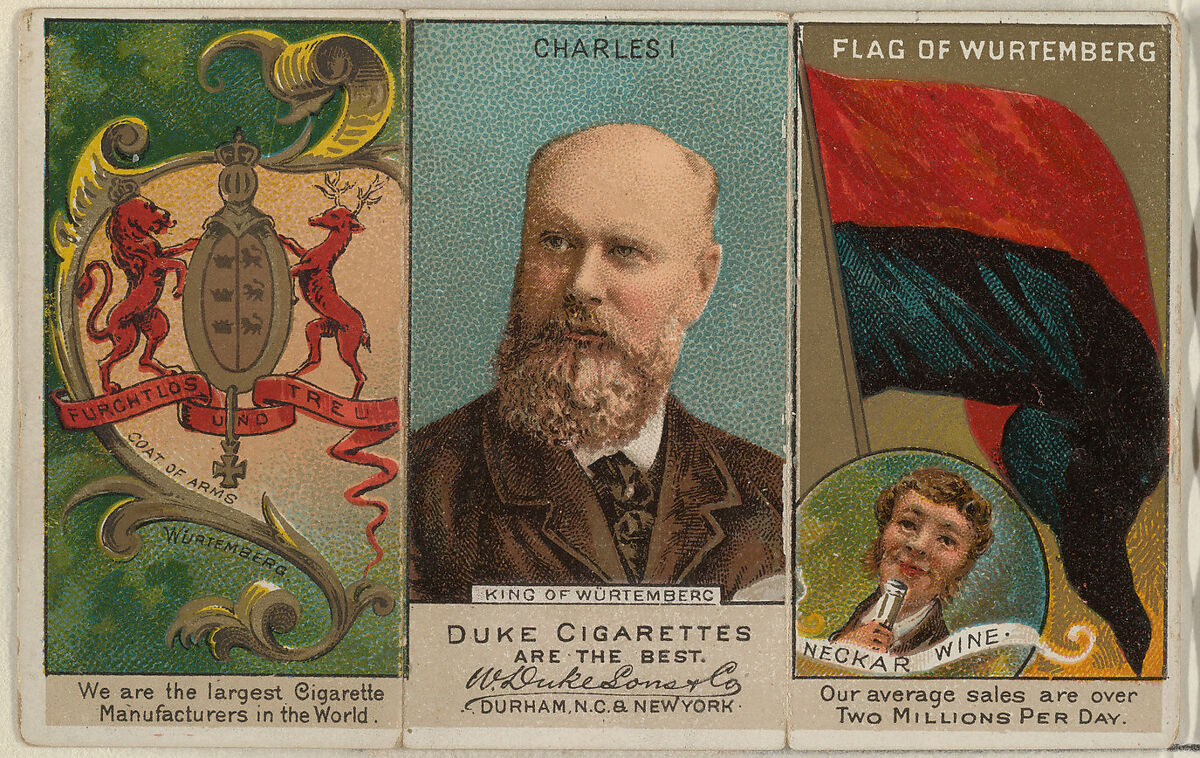 Charles I, King of Württemberg, from the Rulers, Flags, and Coats of Arms series (N126-2) issued by W. Duke, Sons & Co., Issued by W. Duke, Sons &amp; Co. (New York and Durham, N.C.), Commercial color lithograph