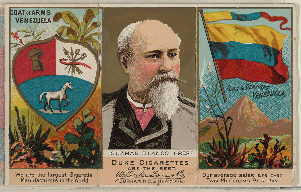 President Guzman Blanco of Venezuela, from the Rulers, Flags, and Coats of Arms series (N126-2) issued by W. Duke, Sons & Co., Issued by W. Duke, Sons &amp; Co. (New York and Durham, N.C.), Commercial color lithograph