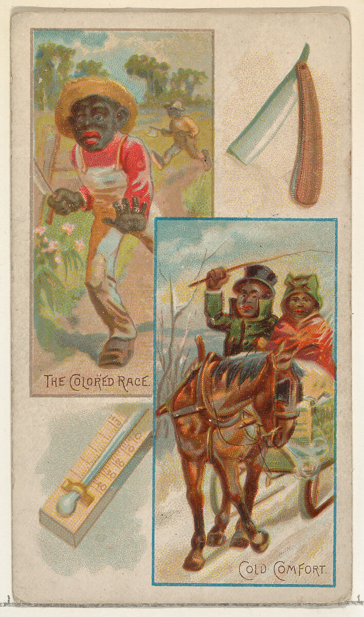 The Colored Race / Cold Comfort, from the Jokes series (N118) issued by Duke Sons & Co. to promote Honest Long Cut Tobacco, Issued by W. Duke, Sons &amp; Co. (New York and Durham, N.C.), Commercial color lithograph 