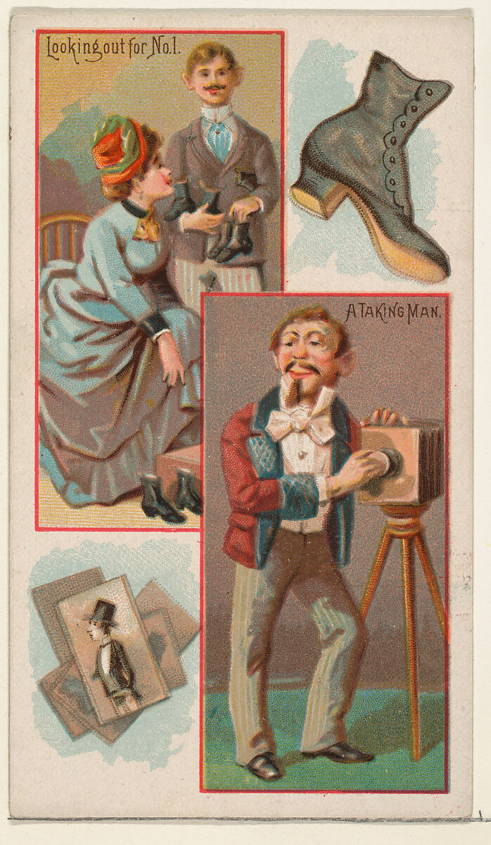 Looking Out For Number 1 / A Taking Man, from the Jokes series (N118) issued by Duke Sons & Co. to promote Honest Long Cut Tobacco, Issued by W. Duke, Sons &amp; Co. (New York and Durham, N.C.), Commercial color lithograph 