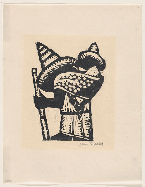 Woman carrying a child on her back, Jean Charlot (French, Paris 1898–1979 Honolulu, Hawaii), Woodcut 