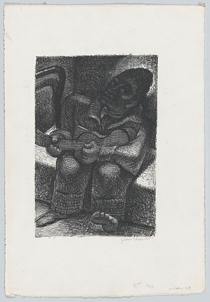 A seated guitarist, Jean Charlot (French, Paris 1898–1979 Honolulu, Hawaii), Lithograph on zinc 